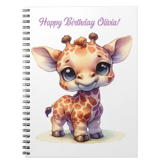 Waterverf schattige baby giraffe notitieboek (Voorkant)