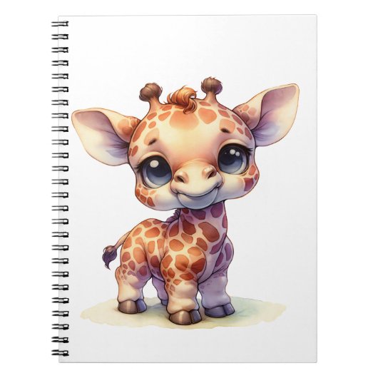 Waterverf schattige baby giraffe notitieboek (Voorkant)