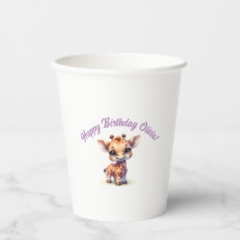 Waterverf schattige baby giraffe papieren bekers