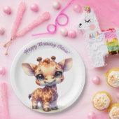 Waterverf schattige baby giraffe papieren bordje (Feest)