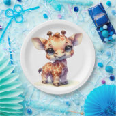 Waterverf schattige baby giraffe papieren bordje (Feest)