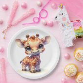 Waterverf schattige baby giraffe papieren bordje (Feest)