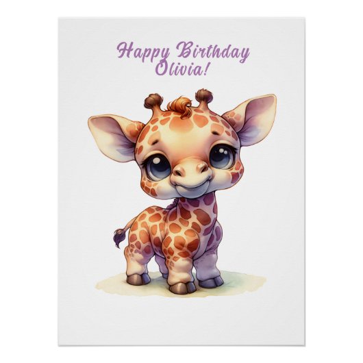 Waterverf schattige baby giraffe perfect poster (Voorkant)