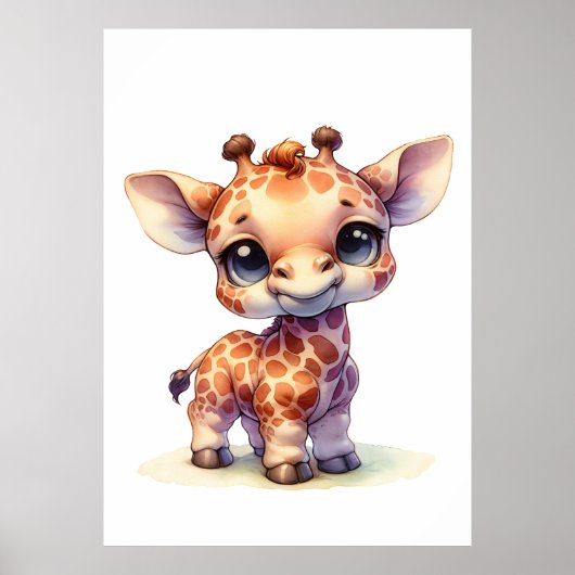 Waterverf schattige baby giraffe poster (Voorkant)