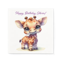 Waterverf schattige baby giraffe