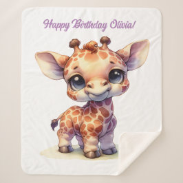 Waterverf schattige baby giraffe sherpa deken