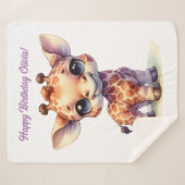Waterverf schattige baby giraffe sherpa deken (Voorkant (horizontaal))