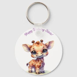 Waterverf schattige baby giraffe sleutelhanger