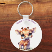 Waterverf schattige baby giraffe sleutelhanger (Voorkant)