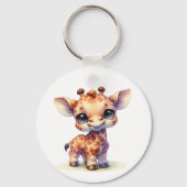 Waterverf schattige baby giraffe sleutelhanger (Voorkant)
