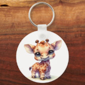 Waterverf schattige baby giraffe sleutelhanger (Achterkant)