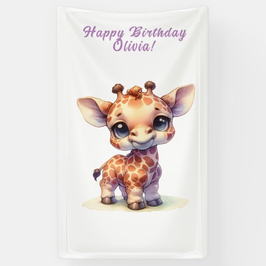 Waterverf schattige baby giraffe spandoek (Verticaal)