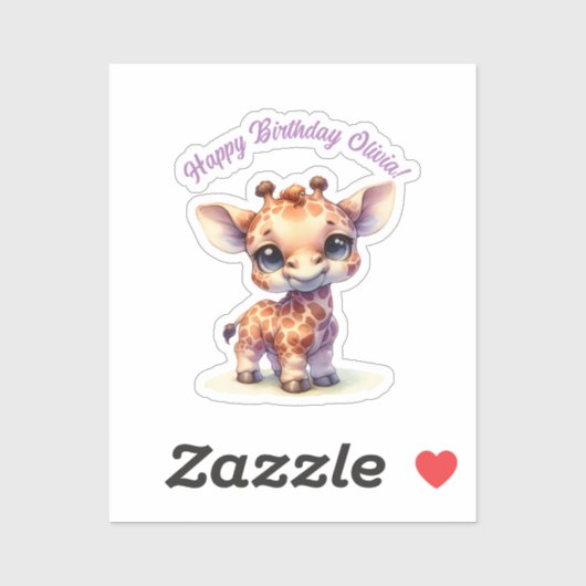 Waterverf schattige baby giraffe sticker (Vel)