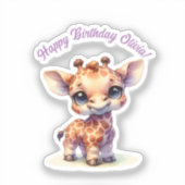 Waterverf schattige baby giraffe sticker (Voorkant)