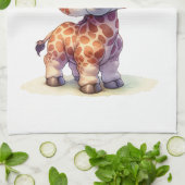 Waterverf schattige baby giraffe theedoek (Gevouwen)