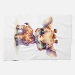 Waterverf schattige baby giraffe theedoek