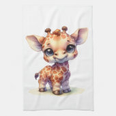 Waterverf schattige baby giraffe theedoek (Verticaal)