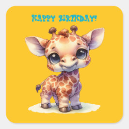 Waterverf schattige baby giraffe vierkante sticker