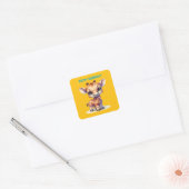 Waterverf schattige baby giraffe vierkante sticker (Envelop)