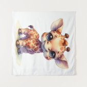 Waterverf schattige baby giraffe wandkleed (Voorkant (horizontaal))