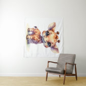 Waterverf schattige baby giraffe wandkleed (In Situ (horizontaal))