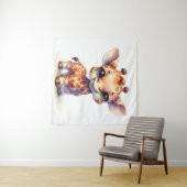 Waterverf schattige baby giraffe wandkleed (In Situ (horizontaal))