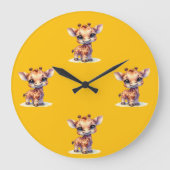 Waterverf schattige baby giraffe wandklok (Voorkant)