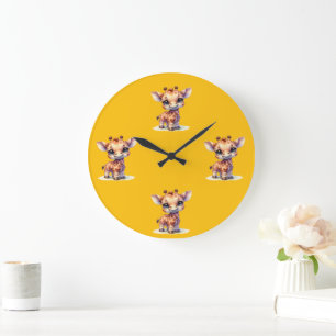 Waterverf schattige baby giraffe wandklok