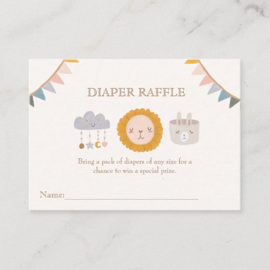 Waterverf Schattige Baby Speelgoed Luierloof Informatiekaartje (Voorkant)