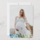 Waterverf Schattige Beer Blue Boy Baby shower Foto Kaart (Achterkant)