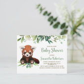 Waterverf Schattige Beer Greenery Baby shower Foto Uitnodiging Briefkaart (Staand voorkant)