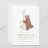 Waterverf Schattige Beer Woodland eerste verjaarda Kaart (Voorkant)
