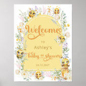 Waterverf Schattige Bijen Baby shower Welkom Poster (Voorkant)