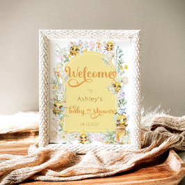 Waterverf Schattige Bijen Baby shower Welkom Poster