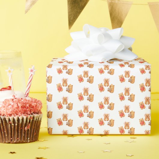 Waterverf Schattige Capybara Cadeaupapier (Verjaardagsfeest)