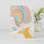 Waterverf schattige cartoon meisje. Roze fantasie (Staand voorkant)