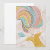 Waterverf schattige cartoon meisje. Roze fantasie (Voorkant / Achterkant)