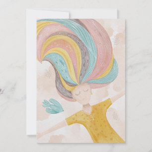 Waterverf schattige cartoon meisje. Roze fantasie