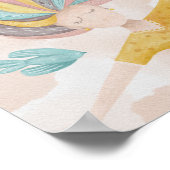 Waterverf schattige cartoon meisje. Roze fantasie Poster (Hoek)