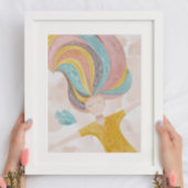 Waterverf schattige cartoon meisje. Roze fantasie Poster