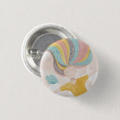Waterverf schattige cartoon meisje. Roze fantasie Ronde Button 3,2 Cm (Voorkant /achterkant)