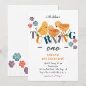 Waterverf Schattige Chicken Family 1e Verjaardag Kaart (Voorkant / Achterkant)