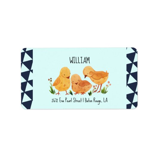 Waterverf Schattige Chicken Family Baby shower adr Etiket (Voorkant)
