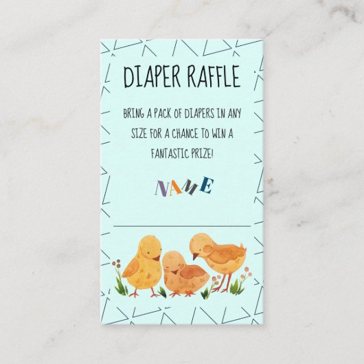 Waterverf Schattige Chicken Family Luier Raffle Informatiekaartje (Voorkant)