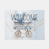 Waterverf Schattige Classic Baby kinderwagen Blauw Deurmat (Voorkant)