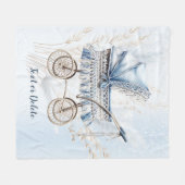 Waterverf Schattige Classic Baby kinderwagen Blauw Fleece Deken (Voorkant (Horizontaal))