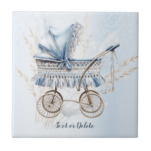 Waterverf Schattige Classic Baby kinderwagen Blauw Tegeltje