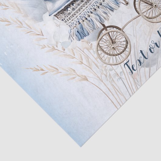 Waterverf Schattige Classic Baby kinderwagen Blauw Tissuepapier (Detail)