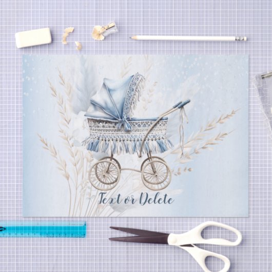 Waterverf Schattige Classic Baby kinderwagen Blauw Tissuepapier (Craft)