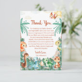 Waterverf Schattige Dinosaur Boy Baby shower Bedankkaart (Staand voorkant)